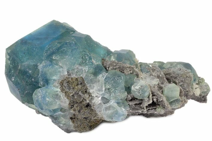 Blue-Green Fluorite on Sparkling Quartz - China #120325